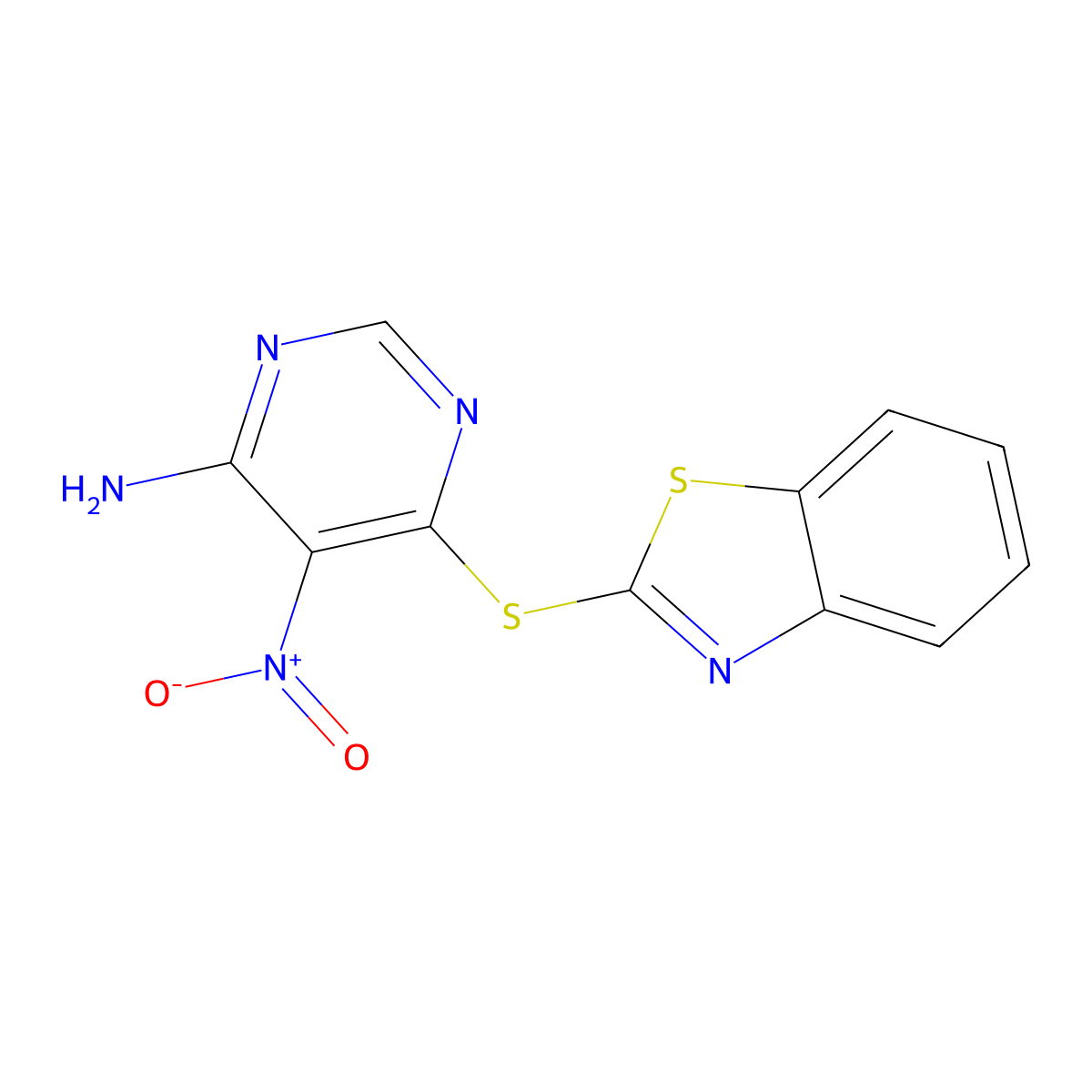 6-(1,3-Benzothiazol-2-ylsulfanyl)-5-nitropyrimidin-4-amine molecular structure, CAS 450346-39-1