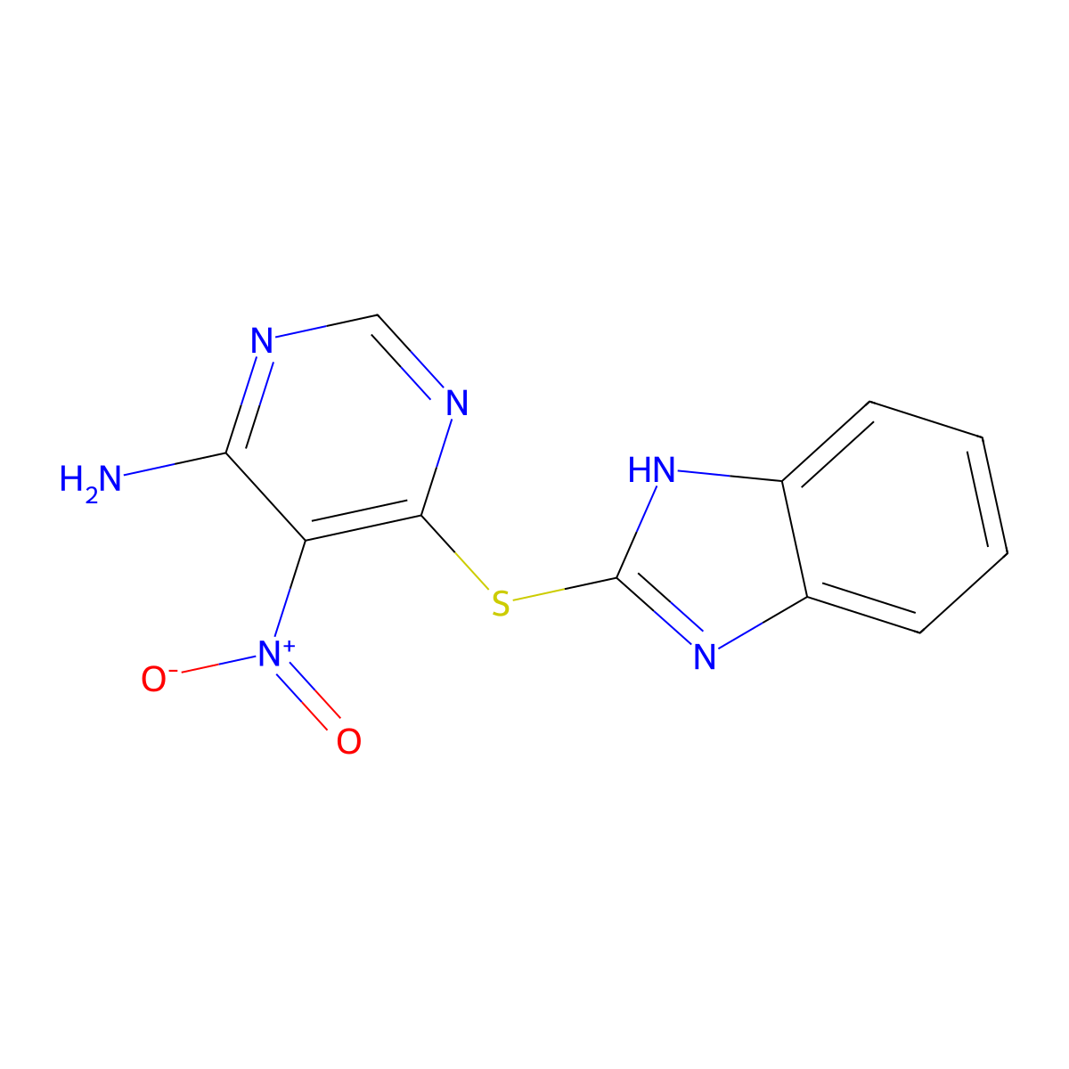 6-(1H-1,3-benzodiazol-2-ylsulfanyl)-5-nitropyrimidin-4-amine molecular structure, CAS 450346-40-4