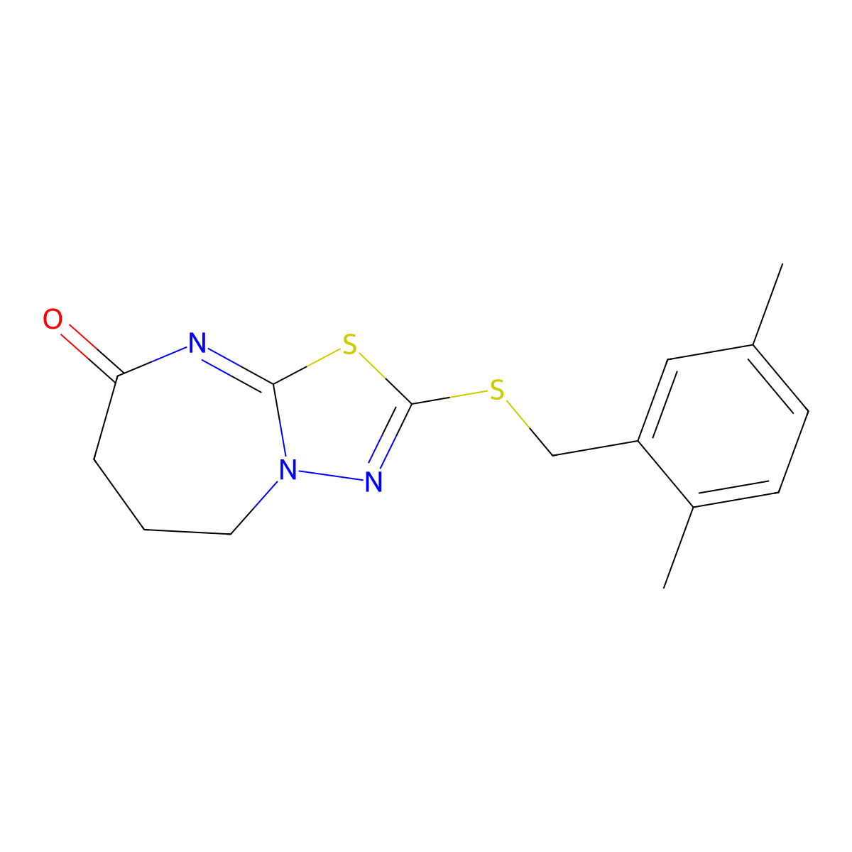 2-[(2,5-dimethylphenyl)methylsulfanyl]-6,7-dihydro-5H-[1,3,4]thiadiazolo[3,2-a][1,3]diazepin-8-one molecular structure, CAS 450346-51-7