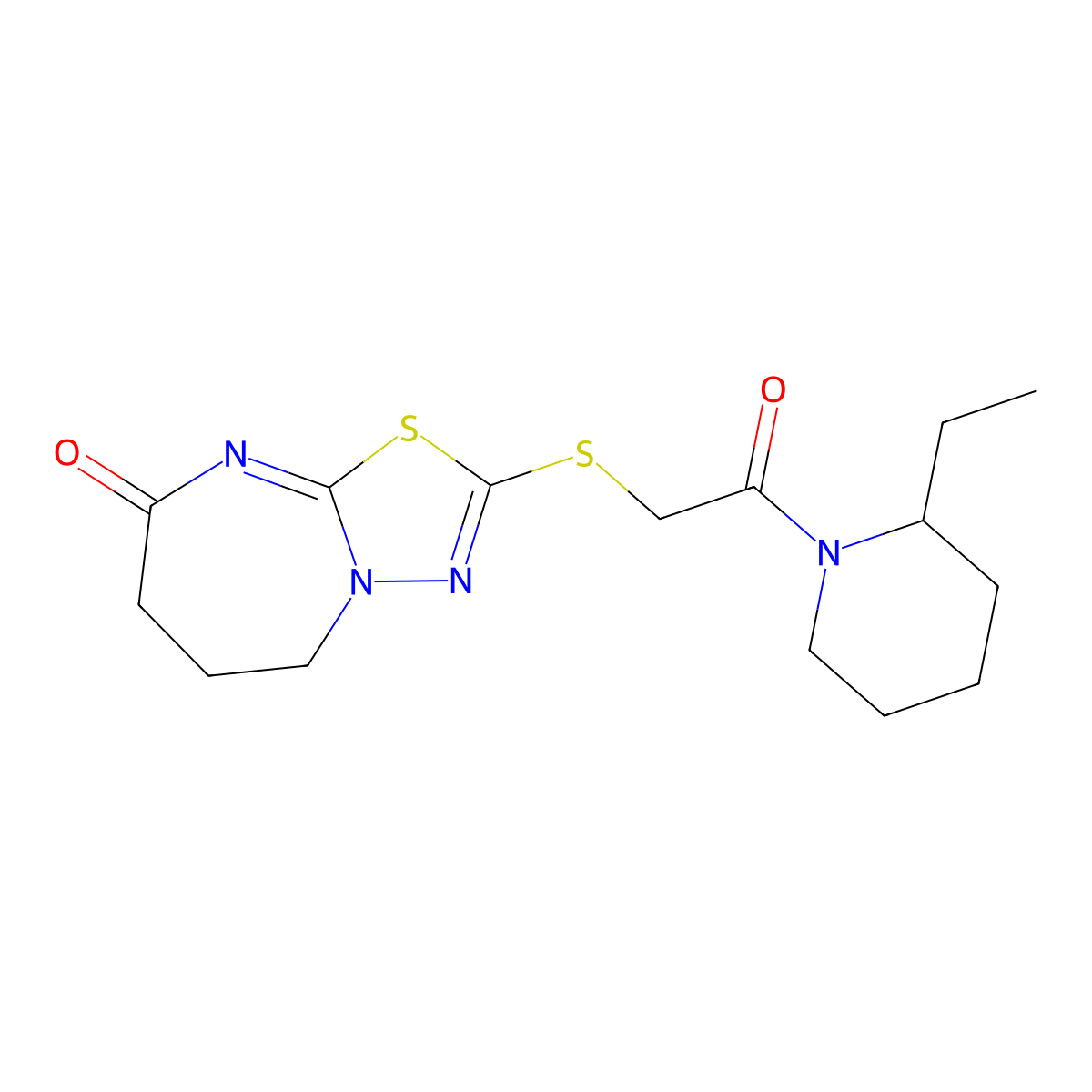 2-[2-(2-ethylpiperidin-1-yl)-2-oxoethyl]sulfanyl-6,7-dihydro-5H-[1,3,4]thiadiazolo[3,2-a][1,3]diazepin-8-one molecular structure, CAS 450346-54-0