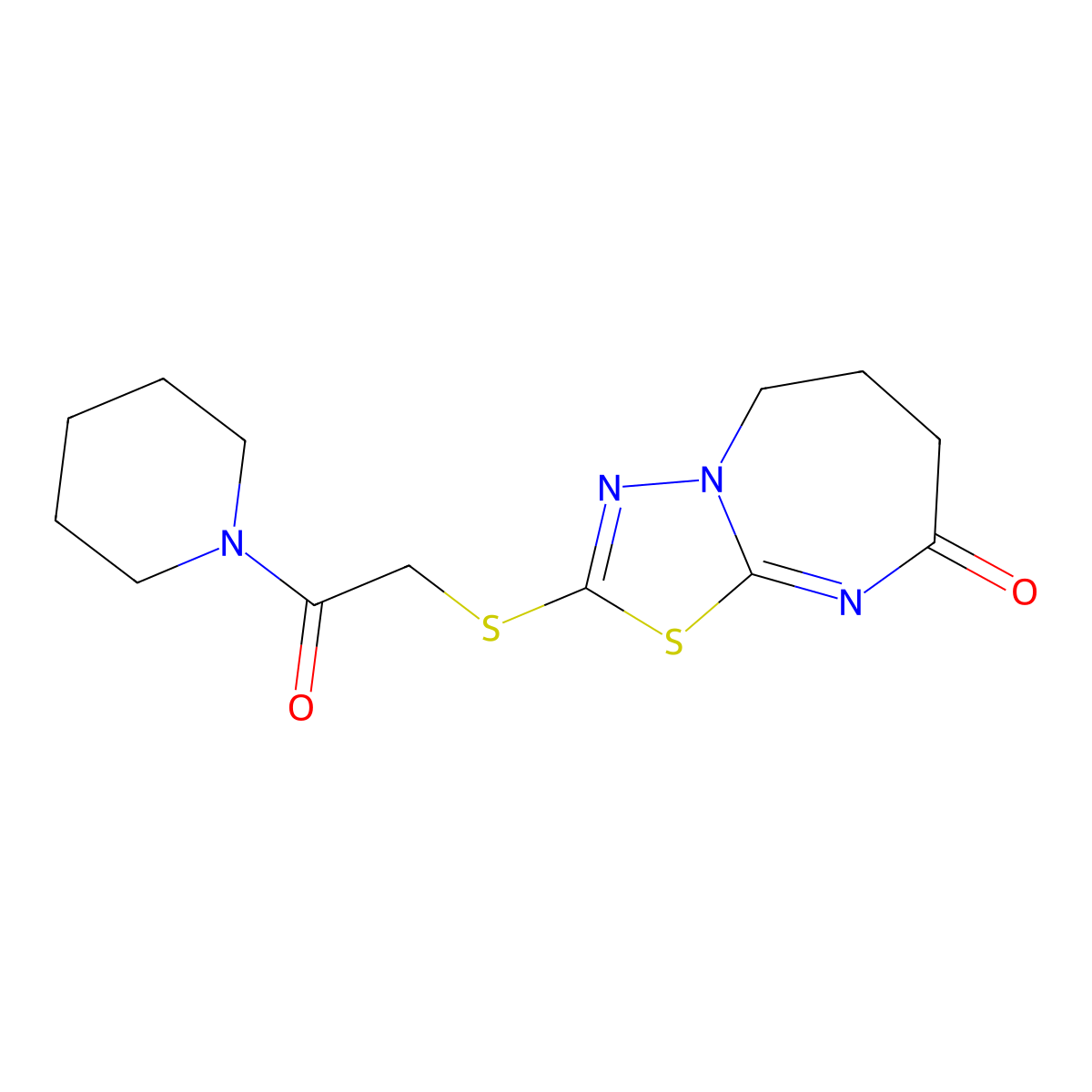 2-(2-oxo-2-piperidin-1-ylethyl)sulfanyl-6,7-dihydro-5H-[1,3,4]thiadiazolo[3,2-a][1,3]diazepin-8-one molecular structure, CAS 450346-55-1