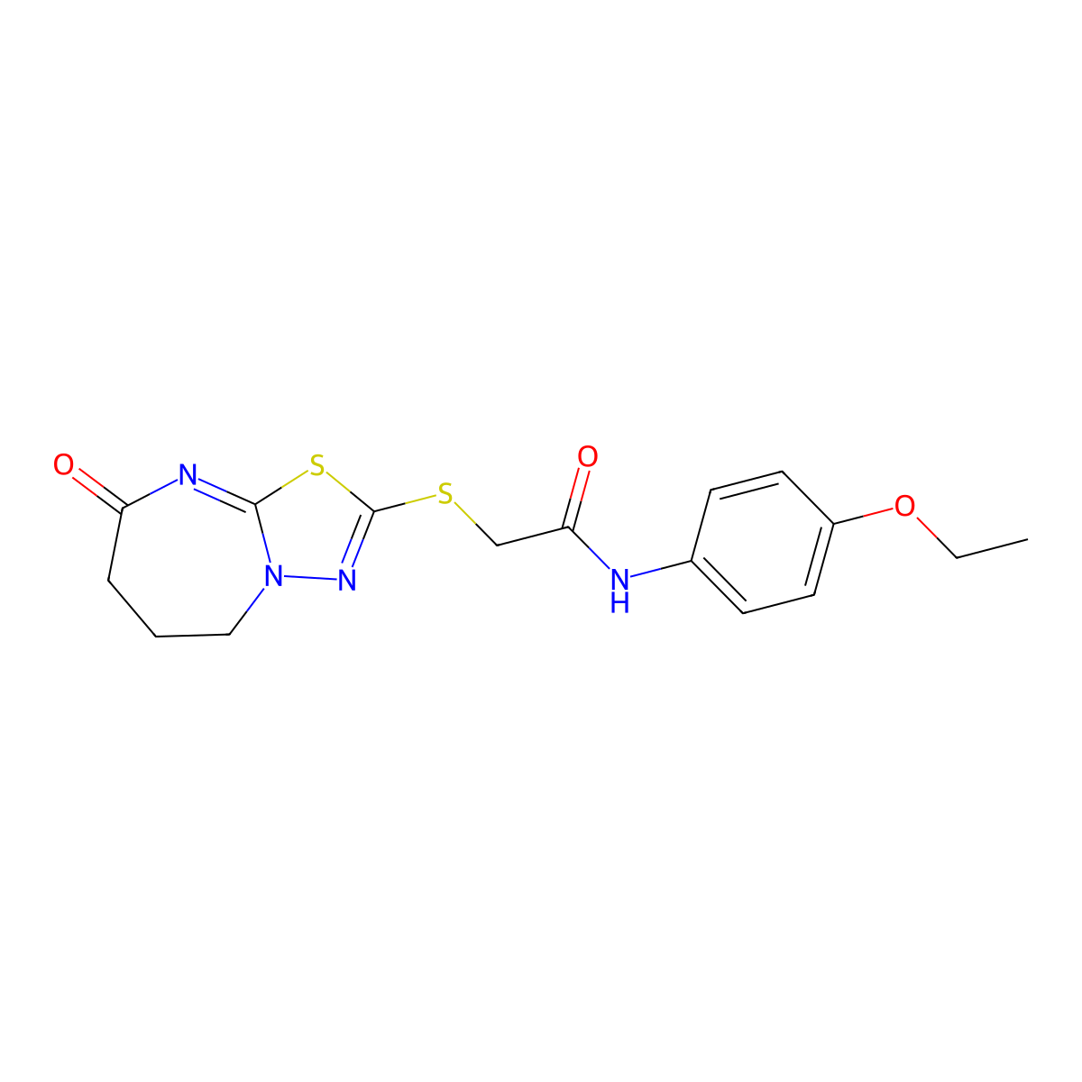 N-(4-ethoxyphenyl)-2-((8-oxo-5,6,7,8-tetrahydro-[1,3,4]thiadiazolo[3,2-a][1,3]diazepin-2-yl)thio)acetamide molecular structure, CAS 450346-64-2