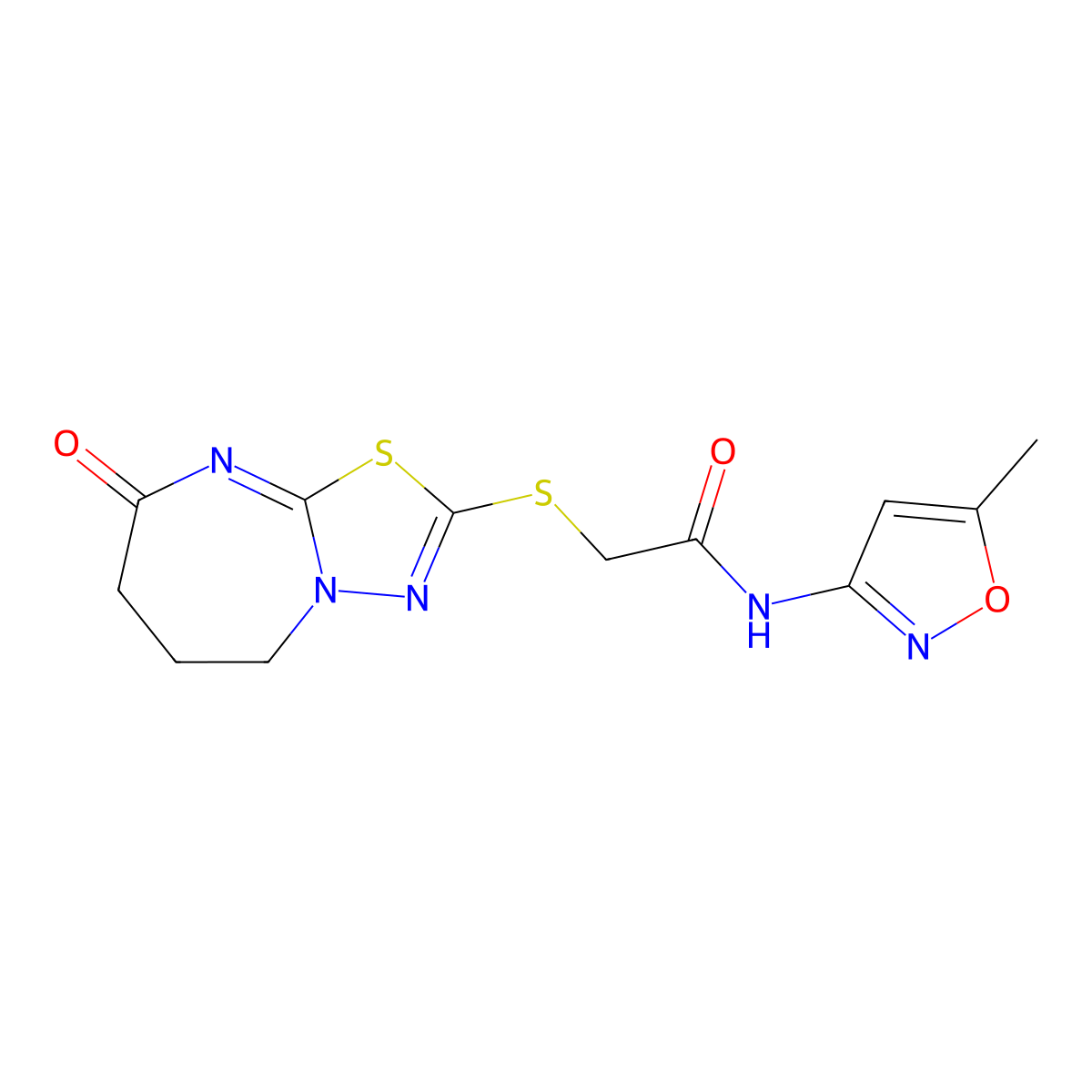 N-(5-methylisoxazol-3-yl)-2-((8-oxo-5,6,7,8-tetrahydro-[1,3,4]thiadiazolo[3,2-a][1,3]diazepin-2-yl)thio)acetamide molecular structure, CAS 450346-72-2