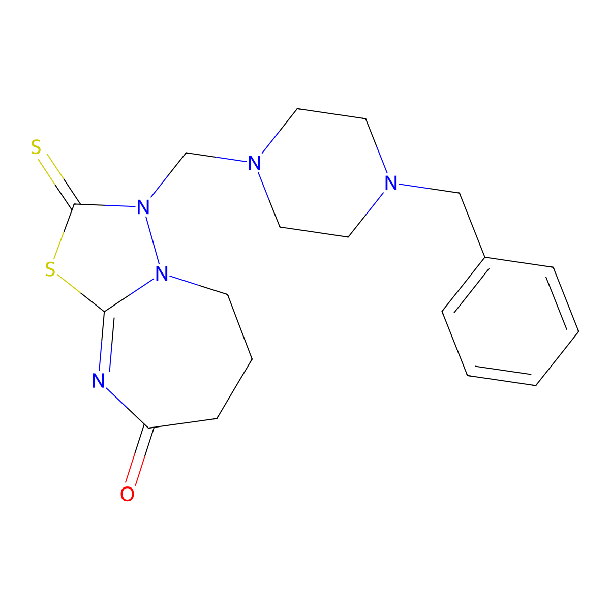 3-((4-benzylpiperazin-1-yl)methyl)-2-thioxo-2,3,6,7-tetrahydro-[1,3,4]thiadiazolo[3,2-a][1,3]diazepin-8(5H)-one molecular structure, CAS 450346-85-7
