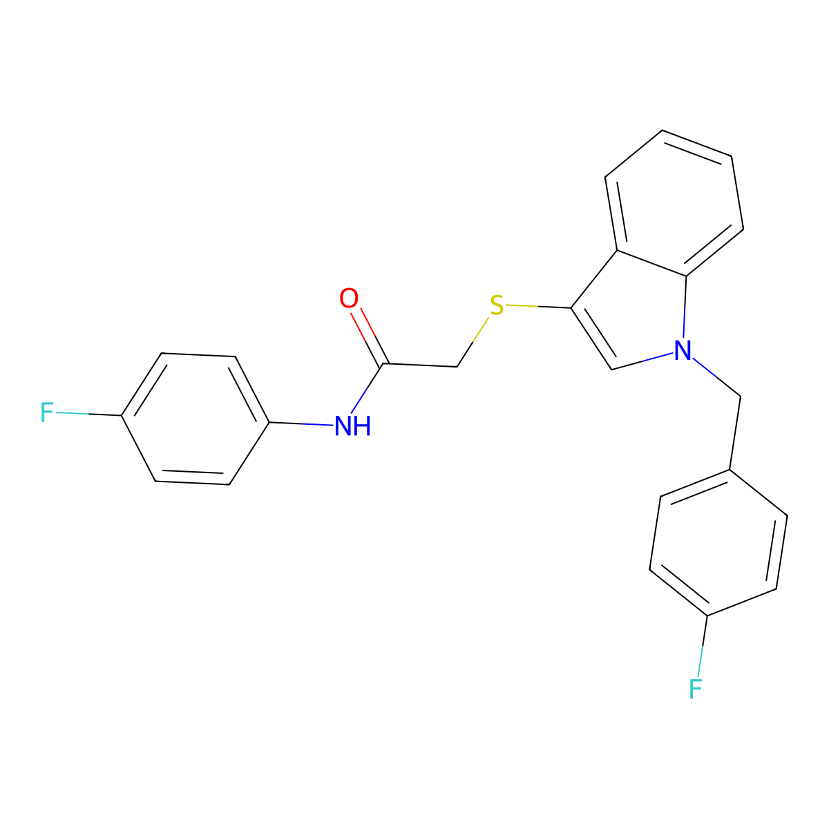 2-((1-(4-fluorobenzyl)-1H-indol-3-yl)thio)-N-(4-fluorophenyl)acetamide molecular structure, CAS 450346-94-8