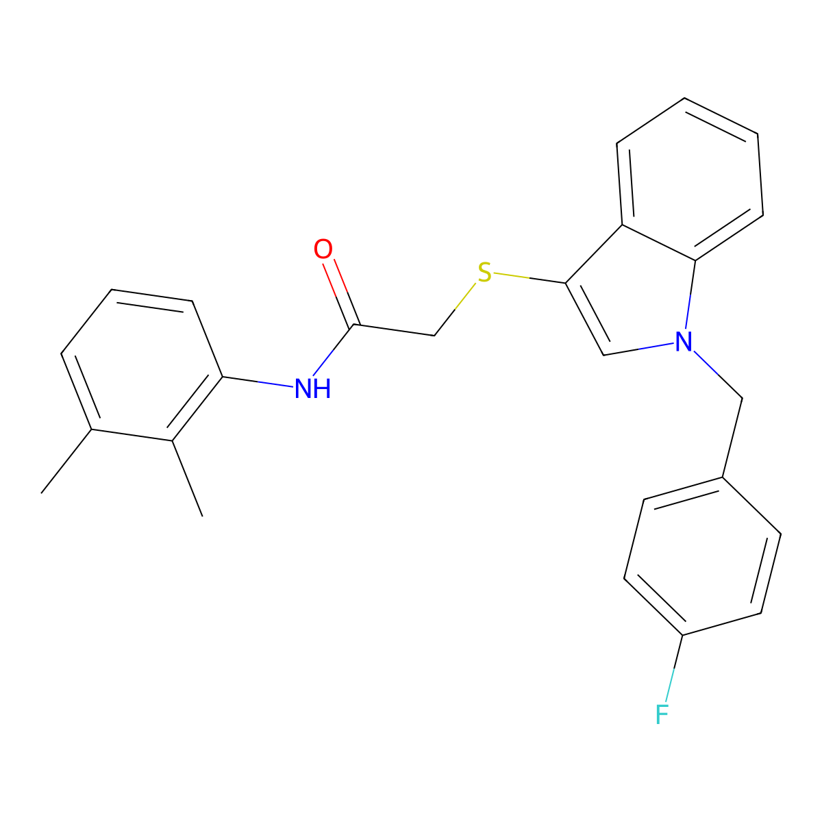 N-(2,3-dimethylphenyl)-2-((1-(4-fluorobenzyl)-1H-indol-3-yl)thio)acetamide molecular structure, CAS 450346-98-2