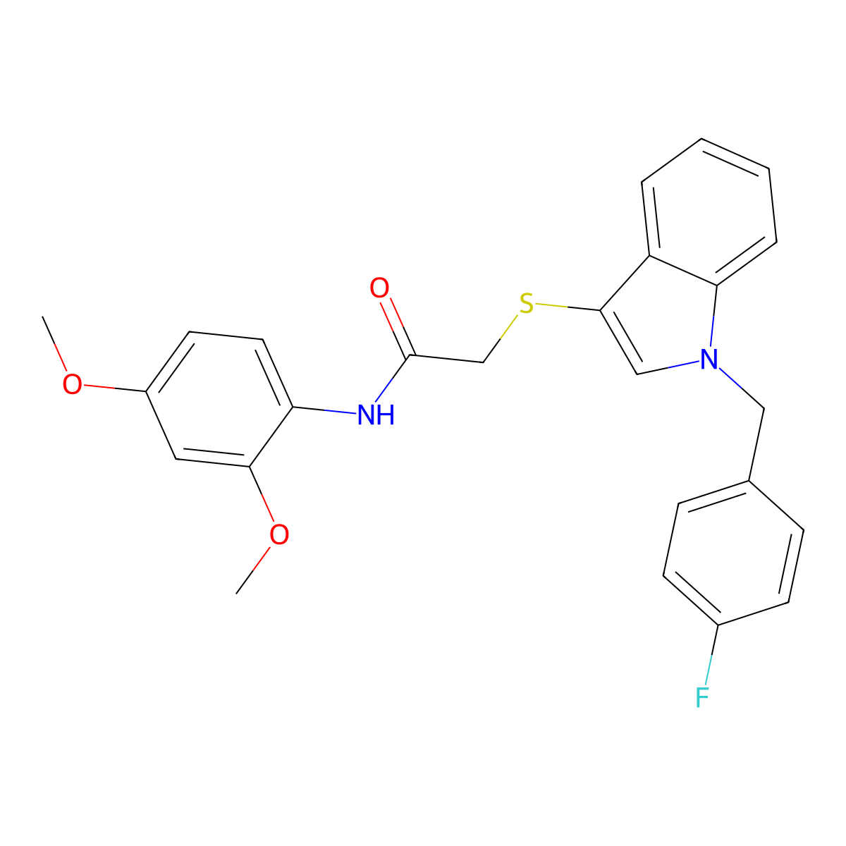N-(2,4-dimethoxyphenyl)-2-((1-(4-fluorobenzyl)-1H-indol-3-yl)thio)acetamide molecular structure, CAS 450347-03-2