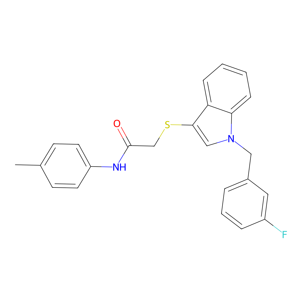 2-((1-(3-fluorobenzyl)-1H-indol-3-yl)thio)-N-(p-tolyl)acetamide molecular structure, CAS 450347-11-2