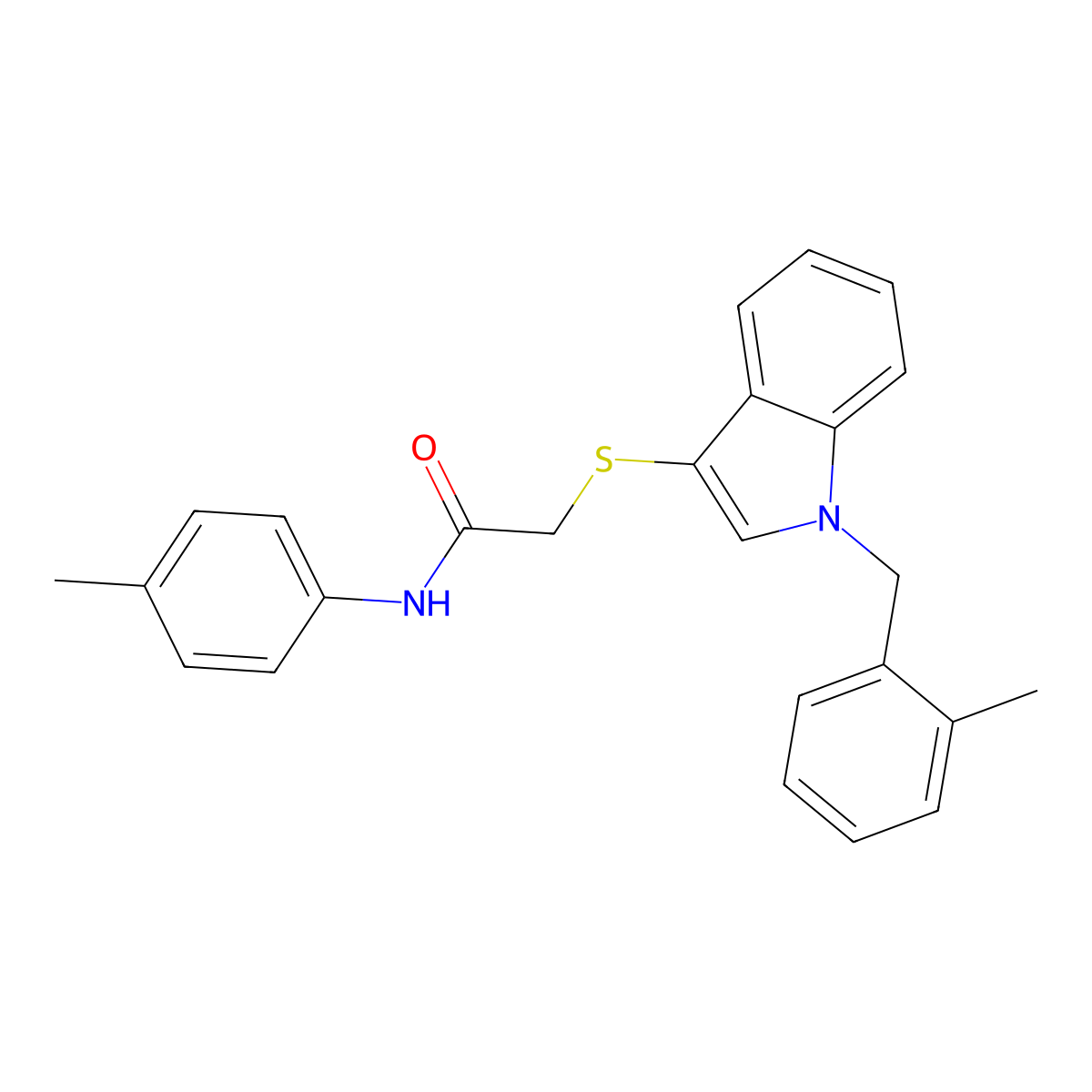 2-((1-(2-methylbenzyl)-1H-indol-3-yl)thio)-N-(p-tolyl)acetamide molecular structure, CAS 450347-38-3