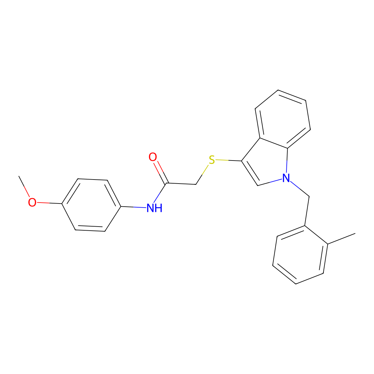 N-(4-methoxyphenyl)-2-((1-(2-methylbenzyl)-1H-indol-3-yl)thio)acetamide molecular structure, CAS 450347-40-7