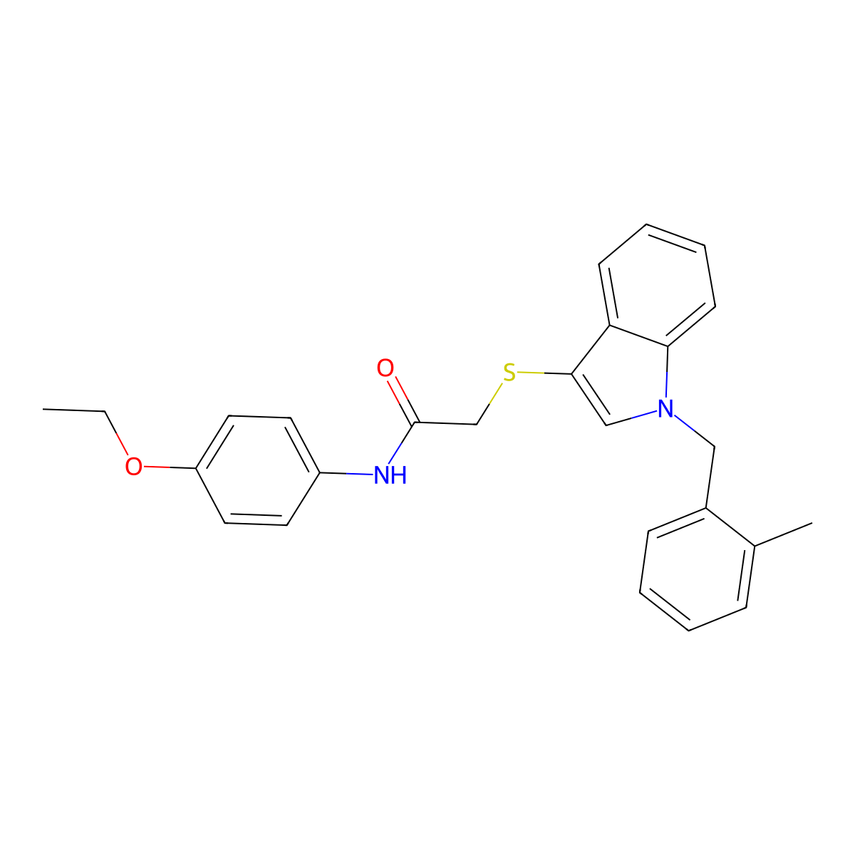 N-(4-ethoxyphenyl)-2-[1-[(2-methylphenyl)methyl]indol-3-yl]sulfanylacetamide molecular structure, CAS 450347-41-8