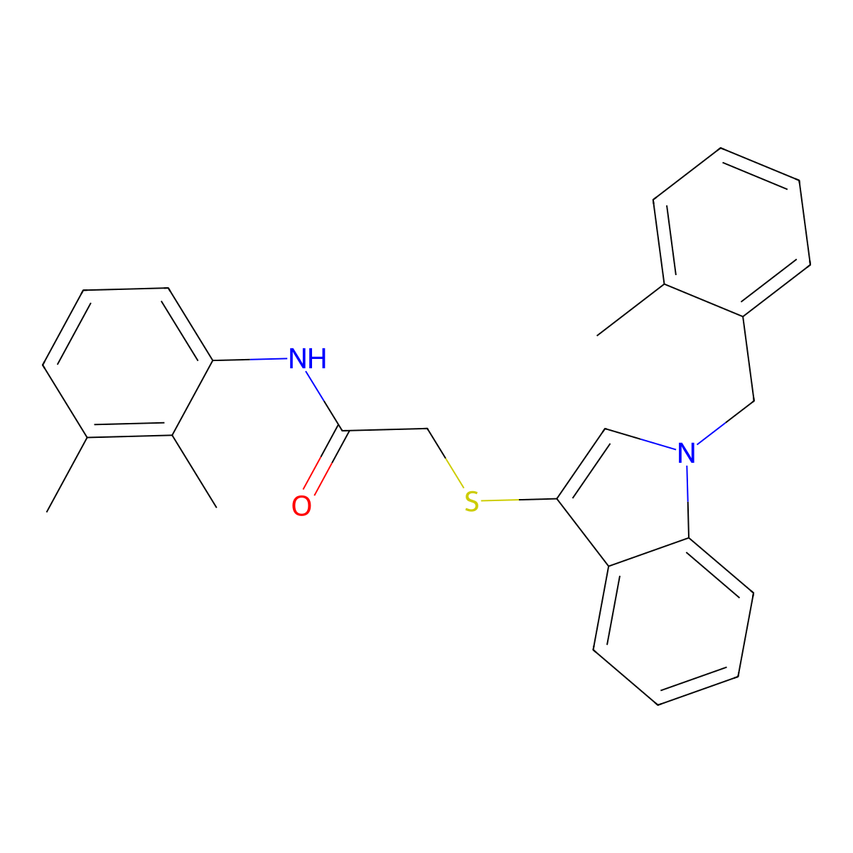 N-(2,3-dimethylphenyl)-2-[1-[(2-methylphenyl)methyl]indol-3-yl]sulfanylacetamide molecular structure, CAS 450347-44-1