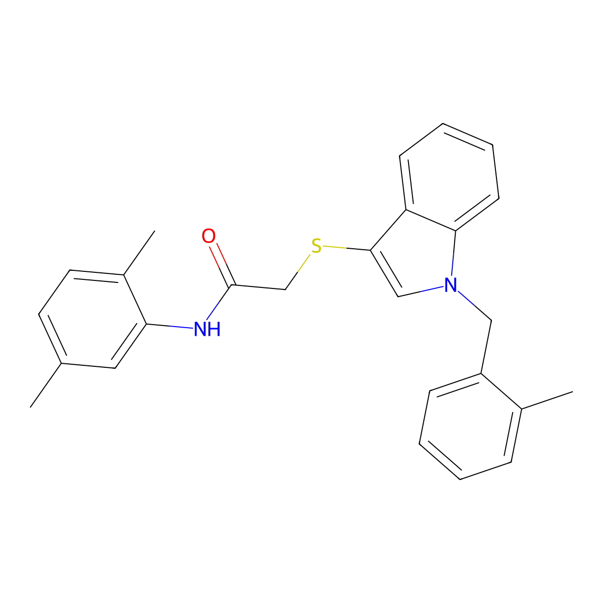 N-(2,5-dimethylphenyl)-2-[1-[(2-methylphenyl)methyl]indol-3-yl]sulfanylacetamide molecular structure, CAS 450347-45-2