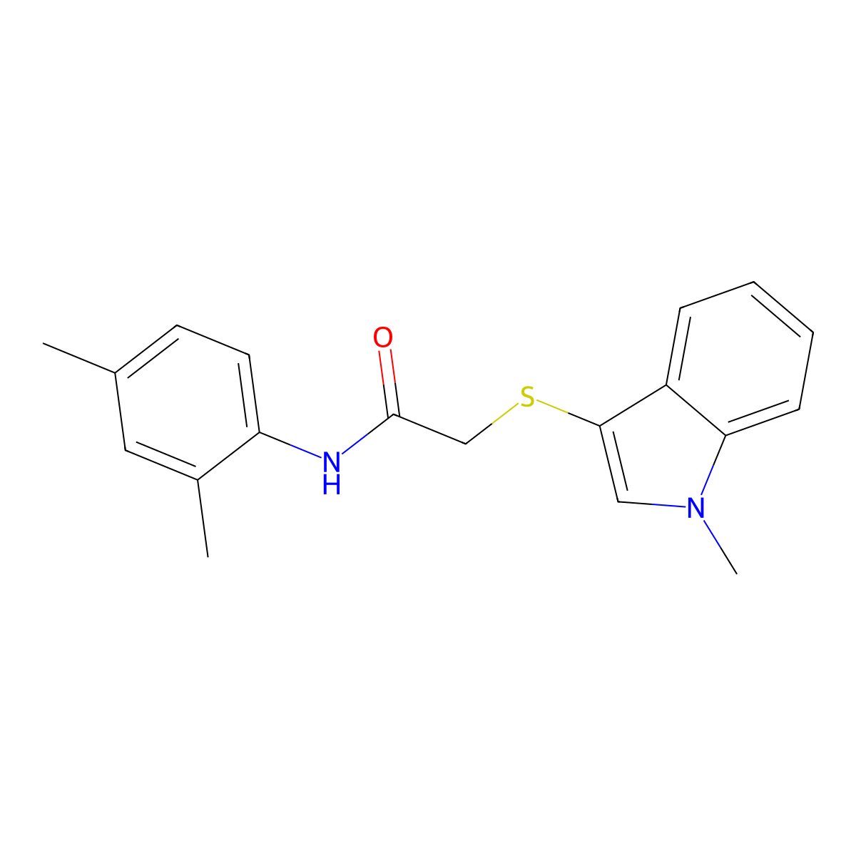 N-(2,4-dimethylphenyl)-2-[(1-methyl-1H-indol-3-yl)thio]acetamide molecular structure, CAS 450348-86-4