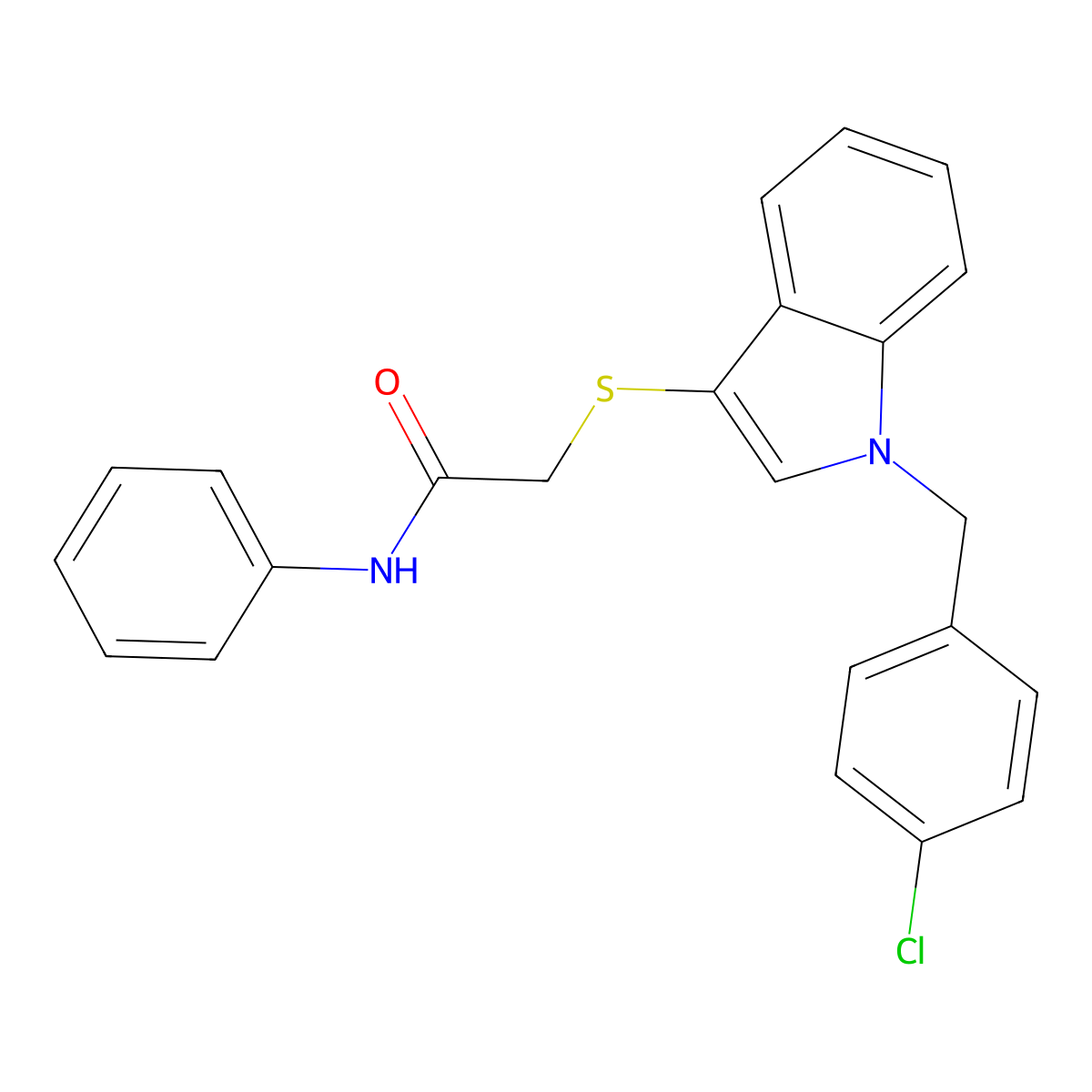 2-((1-(4-chlorobenzyl)-1H-indol-3-yl)thio)-N-phenylacetamide molecular structure, CAS 450349-50-5