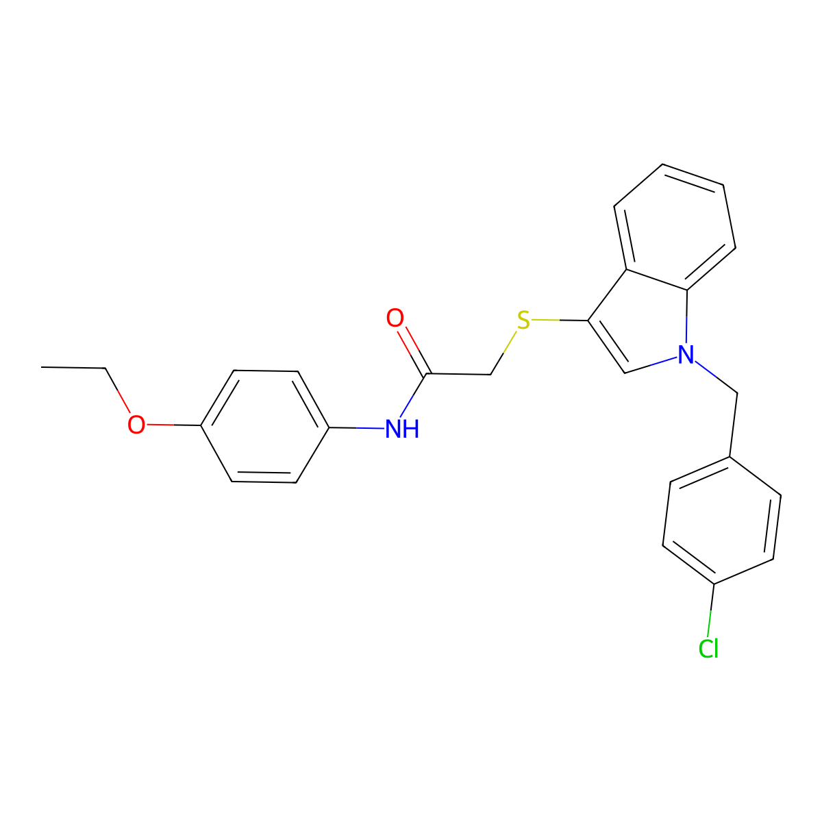 2-[1-[(4-chlorophenyl)methyl]indol-3-yl]sulfanyl-N-(4-ethoxyphenyl)acetamide molecular structure, CAS 450349-59-4
