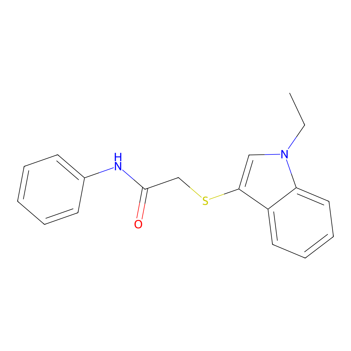2-((1-ethyl-1H-indol-3-yl)thio)-N-phenylacetamide molecular structure, CAS 450349-87-8