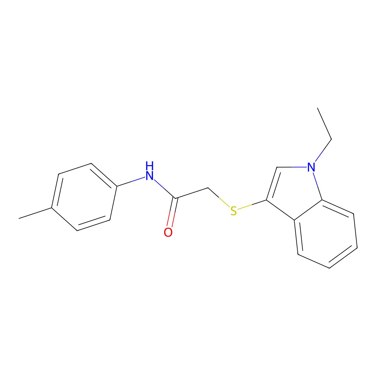 2-(1-ethylindol-3-yl)sulfanyl-N-(4-methylphenyl)acetamide molecular structure, CAS 450349-91-4