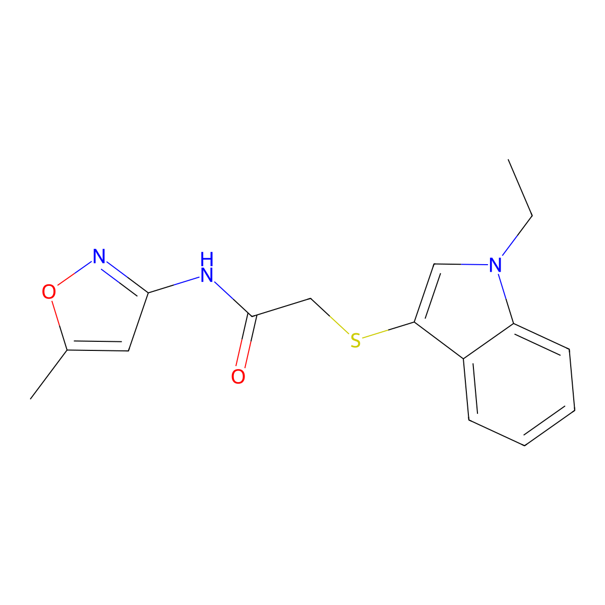 2-((1-ethyl-1H-indol-3-yl)thio)-N-(5-methylisoxazol-3-yl)acetamide molecular structure, CAS 450350-27-3
