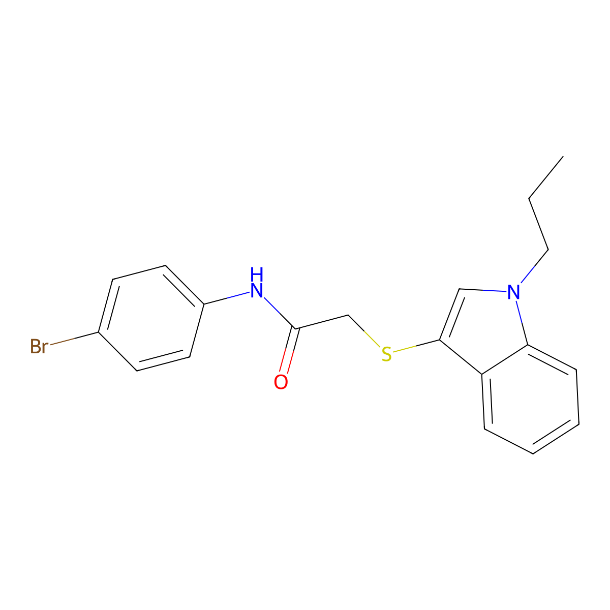 N-(4-bromophenyl)-2-((1-propyl-1H-indol-3-yl)thio)acetamide molecular structure, CAS 450350-66-0