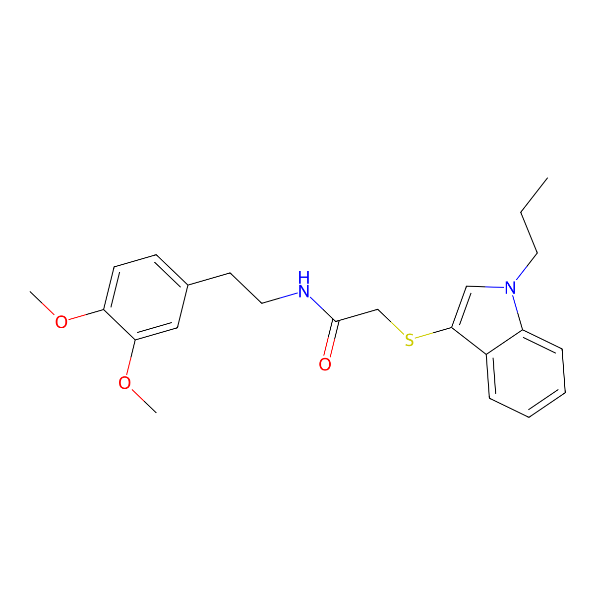 N-(3,4-dimethoxyphenethyl)-2-((1-propyl-1H-indol-3-yl)thio)acetamide molecular structure, CAS 450350-77-3