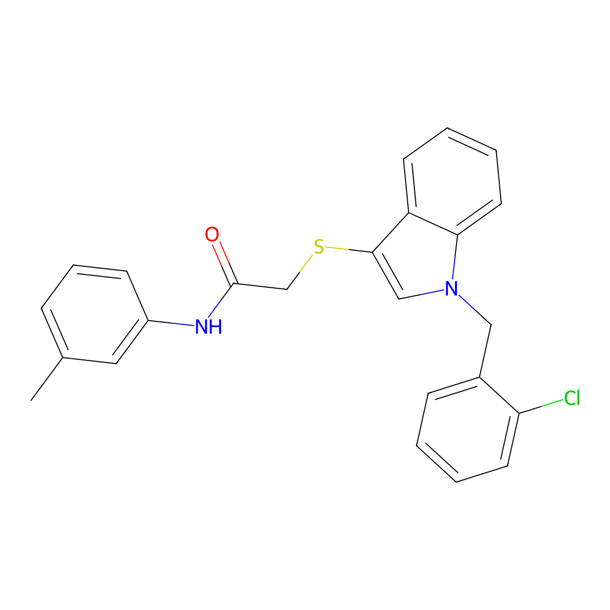 2-((1-(2-chlorobenzyl)-1H-indol-3-yl)thio)-N-(m-tolyl)acetamide molecular structure, CAS 450351-21-0