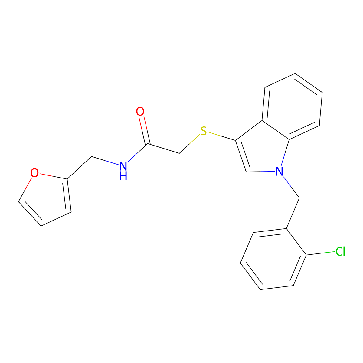 2-[1-[(2-chlorophenyl)methyl]indol-3-yl]sulfanyl-N-(furan-2-ylmethyl)acetamide molecular structure, CAS 450351-36-7