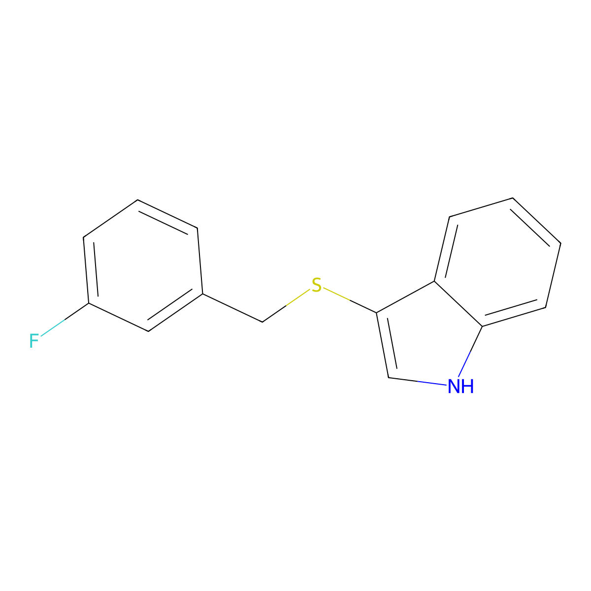 3-((3-fluorobenzyl)thio)-1H-indole molecular structure, CAS 450351-48-1