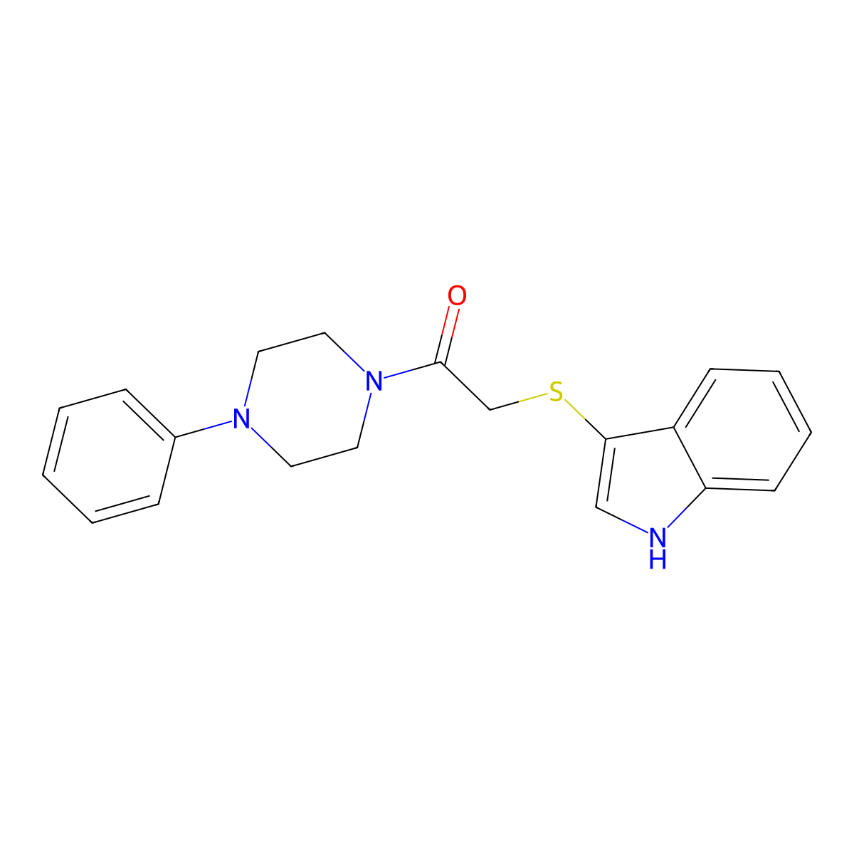 2-(1H-indol-3-ylsulfanyl)-1-(4-phenylpiperazin-1-yl)ethanone molecular structure, CAS 450351-54-9