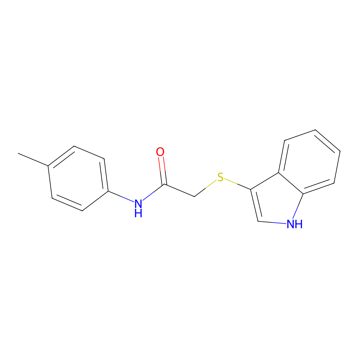 2-(1H-indol-3-ylsulfanyl)-N-(4-methylphenyl)acetamide molecular structure, CAS 450351-66-3