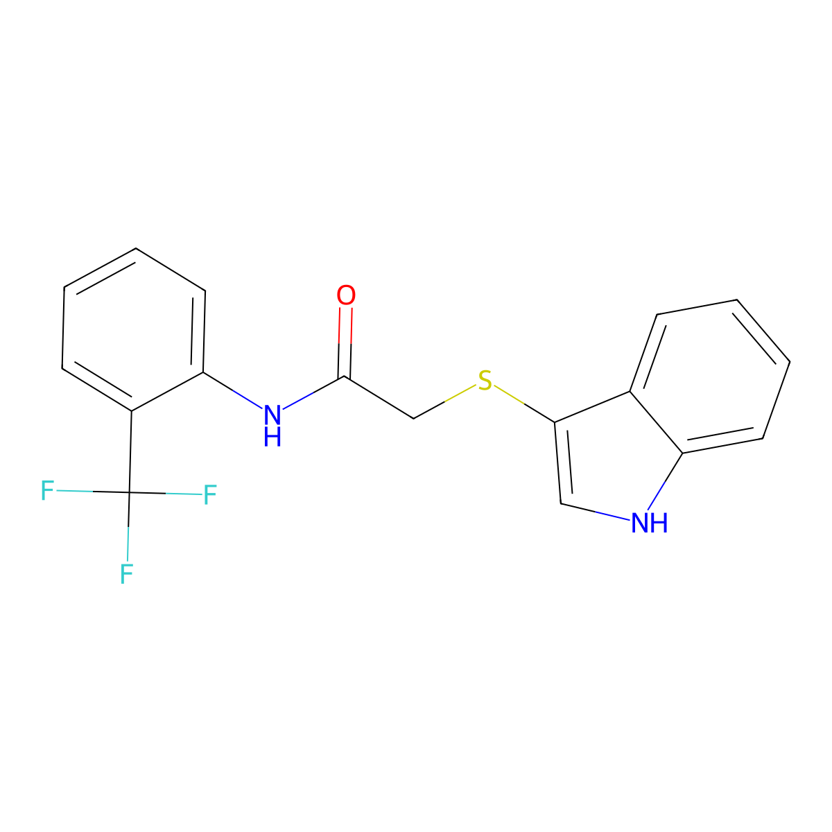 2-(1H-indol-3-ylsulfanyl)-N-[2-(trifluoromethyl)phenyl]acetamide molecular structure, CAS 450351-68-5