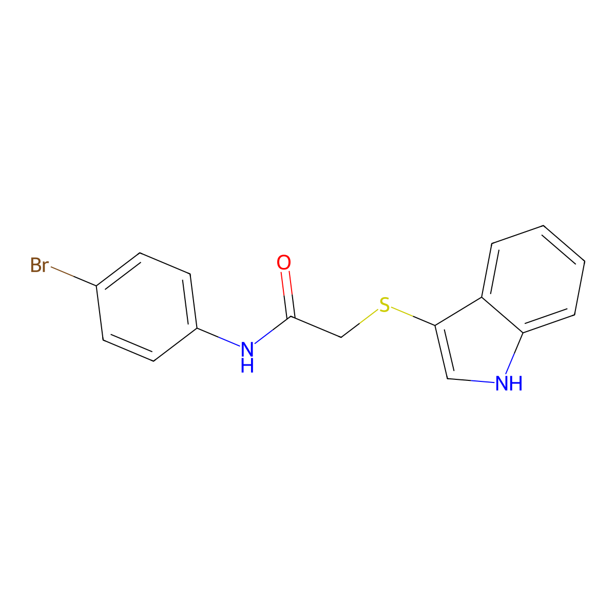 N-(4-bromophenyl)-2-(1H-indol-3-ylsulfanyl)acetamide molecular structure, CAS 450351-76-5