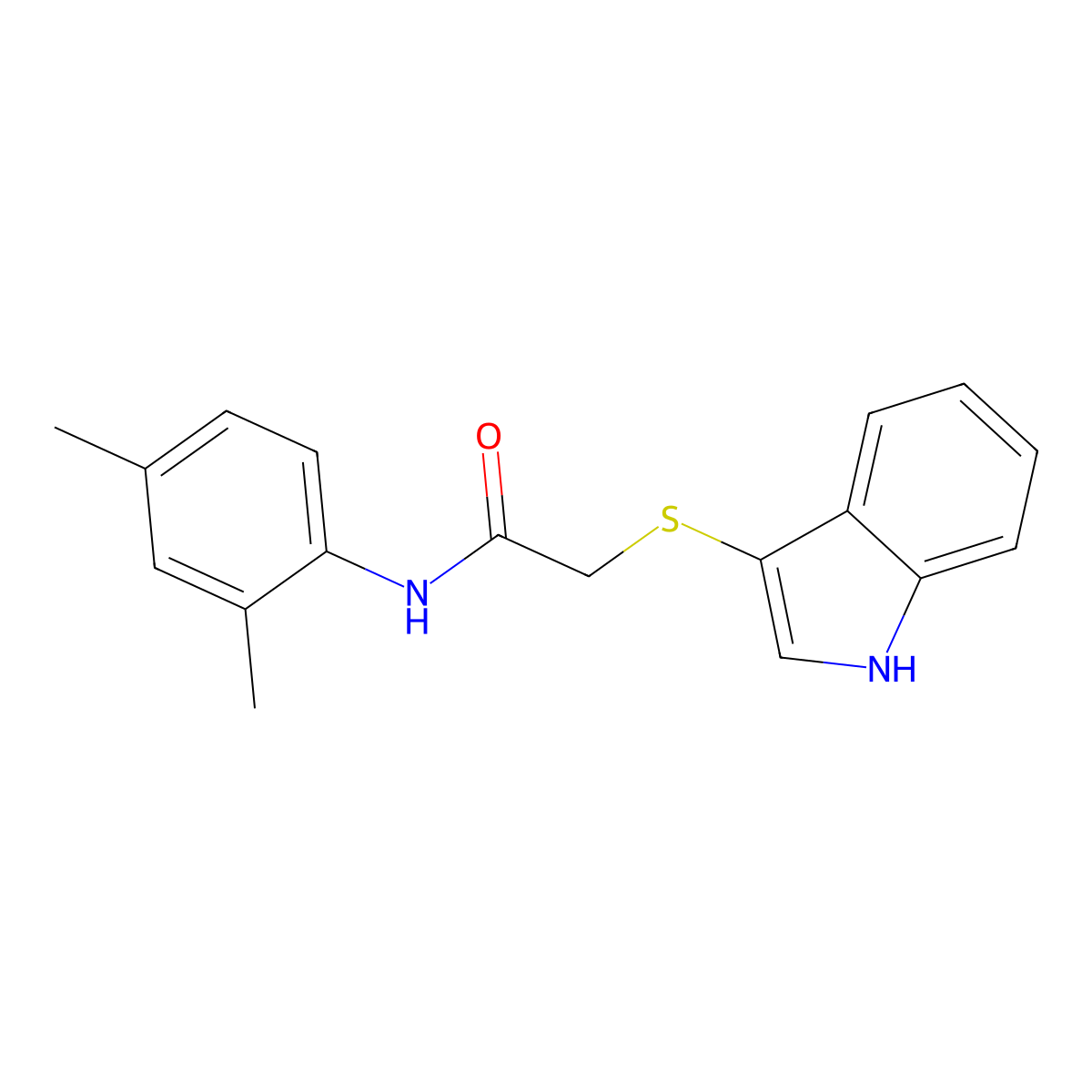 N-(2,4-dimethylphenyl)-2-(1H-indol-3-ylsulfanyl)acetamide molecular structure, CAS 450351-83-4