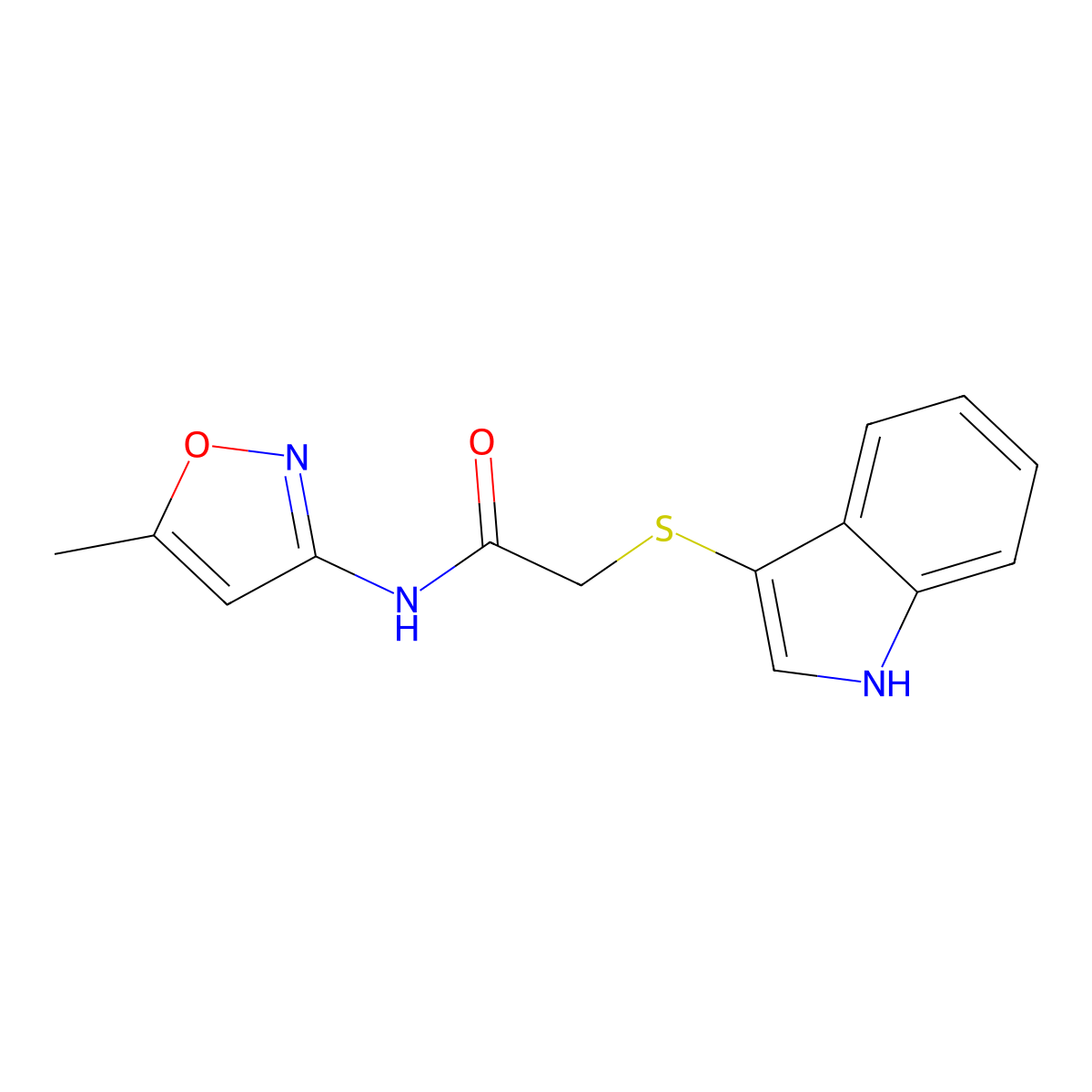 2-(1H-indol-3-ylsulfanyl)-N-(5-methyl-1,2-oxazol-3-yl)acetamide molecular structure, CAS 450352-01-9