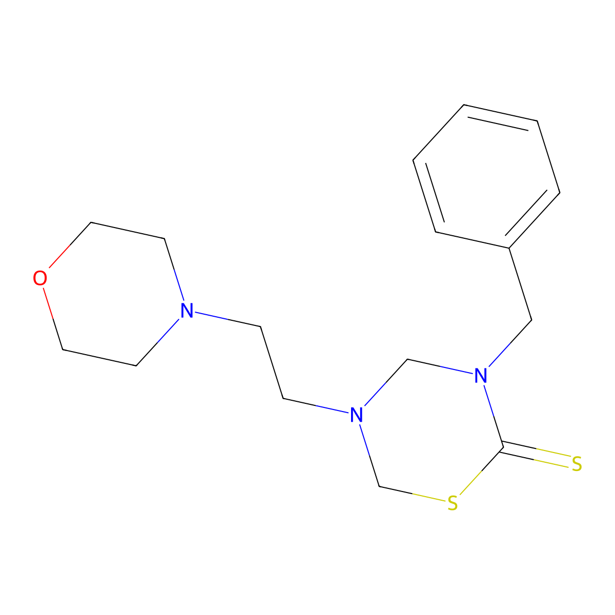 3-Benzyl-5-(2-morpholin-4-ylethyl)-1,3,5-thiadiazinane-2-thione molecular structure, CAS 450352-40-6