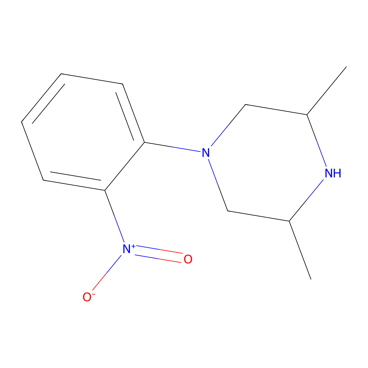 3,5-Dimethyl-1-(2-nitrophenyl)piperazine molecular structure, CAS 450352-66-6