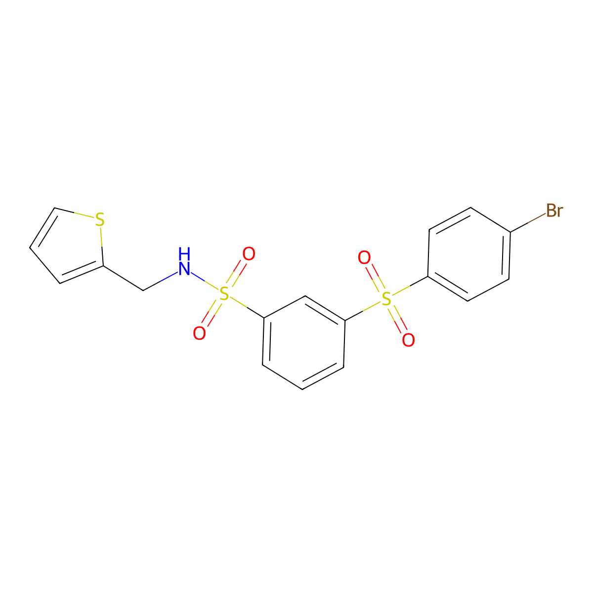 3-[(4-bromophenyl)sulfonyl]-N-(2-thienylmethyl)benzenesulfonamide molecular structure, CAS 450354-81-1