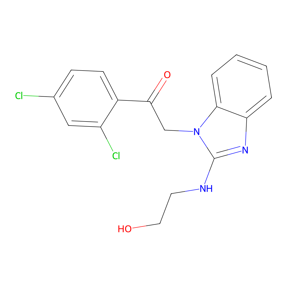 1-(2,4-dichlorophenyl)-2-{2-[(2-hydroxyethyl)amino]-1H-benzimidazol-1-yl}ethanone molecular structure, CAS 450356-68-0