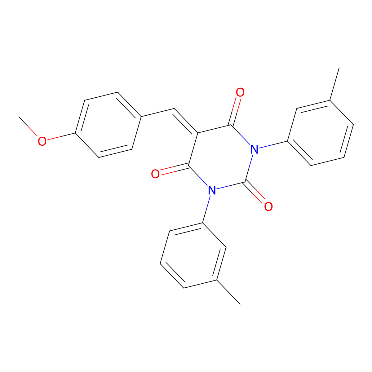5-[(4-Methoxyphenyl)methylidene]-1,3-bis(3-methylphenyl)-1,3-diazinane-2,4,6-trione molecular structure, CAS 450360-42-6