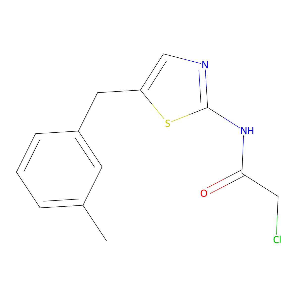 2-chloro-N-{5-[(3-methylphenyl)methyl]-1,3-thiazol-2-yl}acetamide molecular structure, CAS 450360-89-1