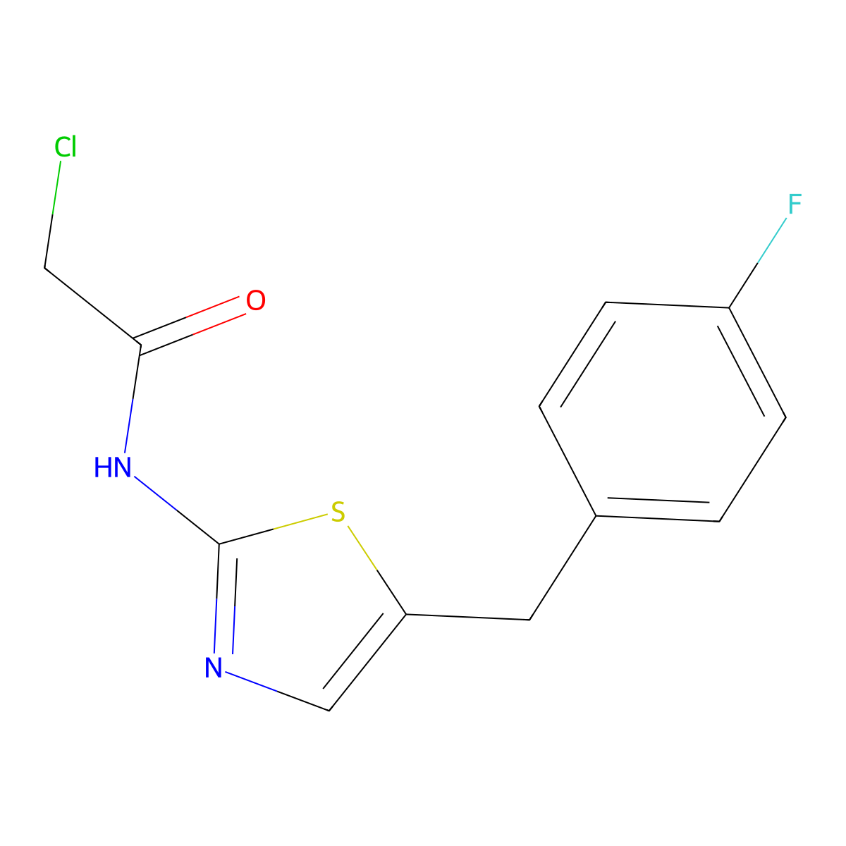 2-chloro-N-{5-[(4-fluorophenyl)methyl]-1,3-thiazol-2-yl}acetamide molecular structure, CAS 450360-92-6