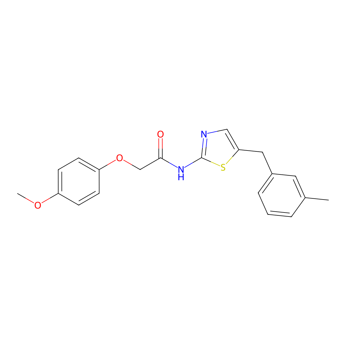 2-(4-methoxyphenoxy)-N-[5-(3-methylbenzyl)-1,3-thiazol-2-yl]acetamide molecular structure, CAS 450361-41-8
