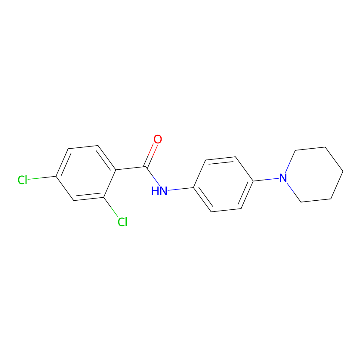 2,4-dichloro-N-(4-piperidinophenyl)benzenecarboxamide molecular structure, CAS 450364-75-7
