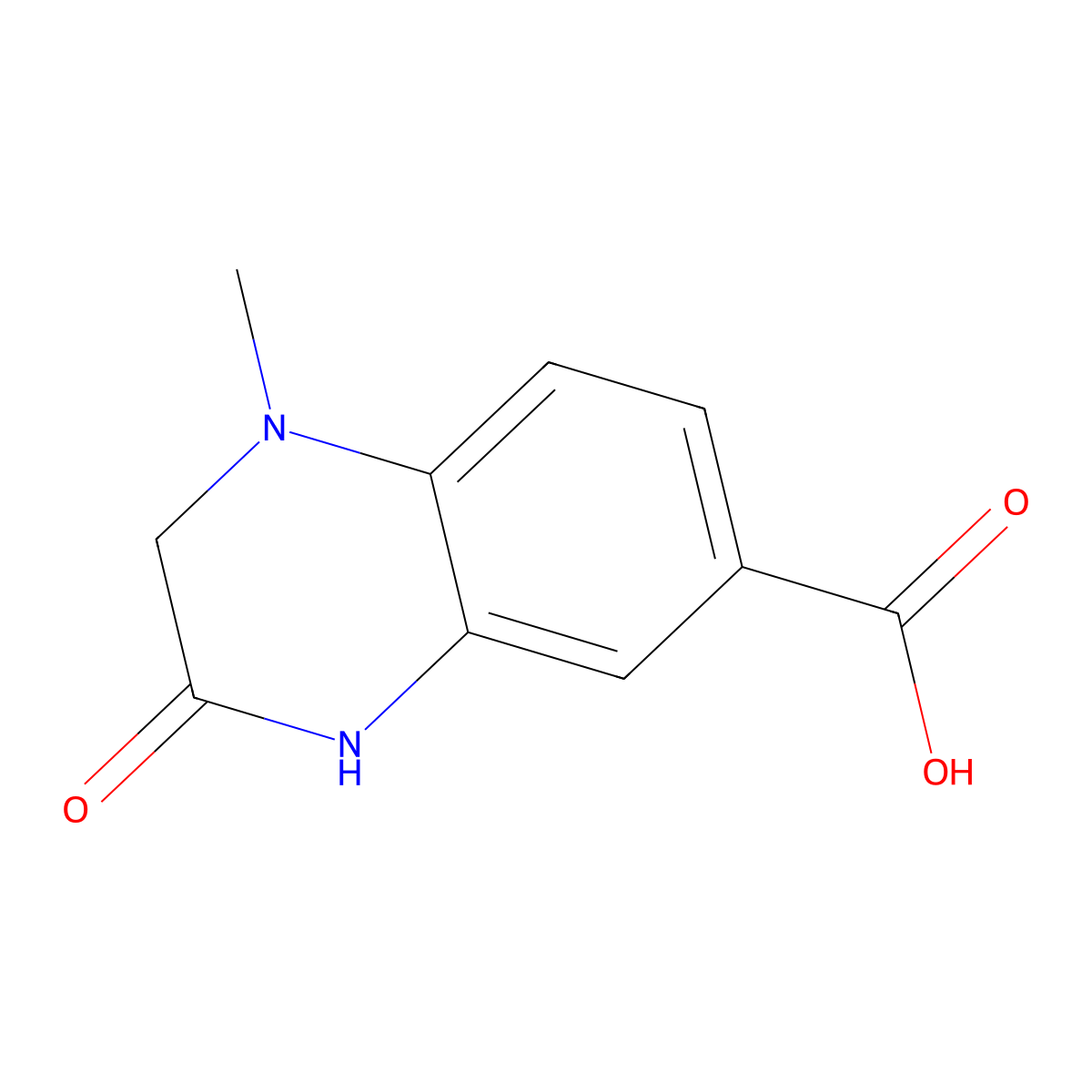 1,2,3,4-Tetrahydro-1-methyl-3-oxo-6-quinoxalinecarboxylic acid molecular structure, CAS 450368-34-0