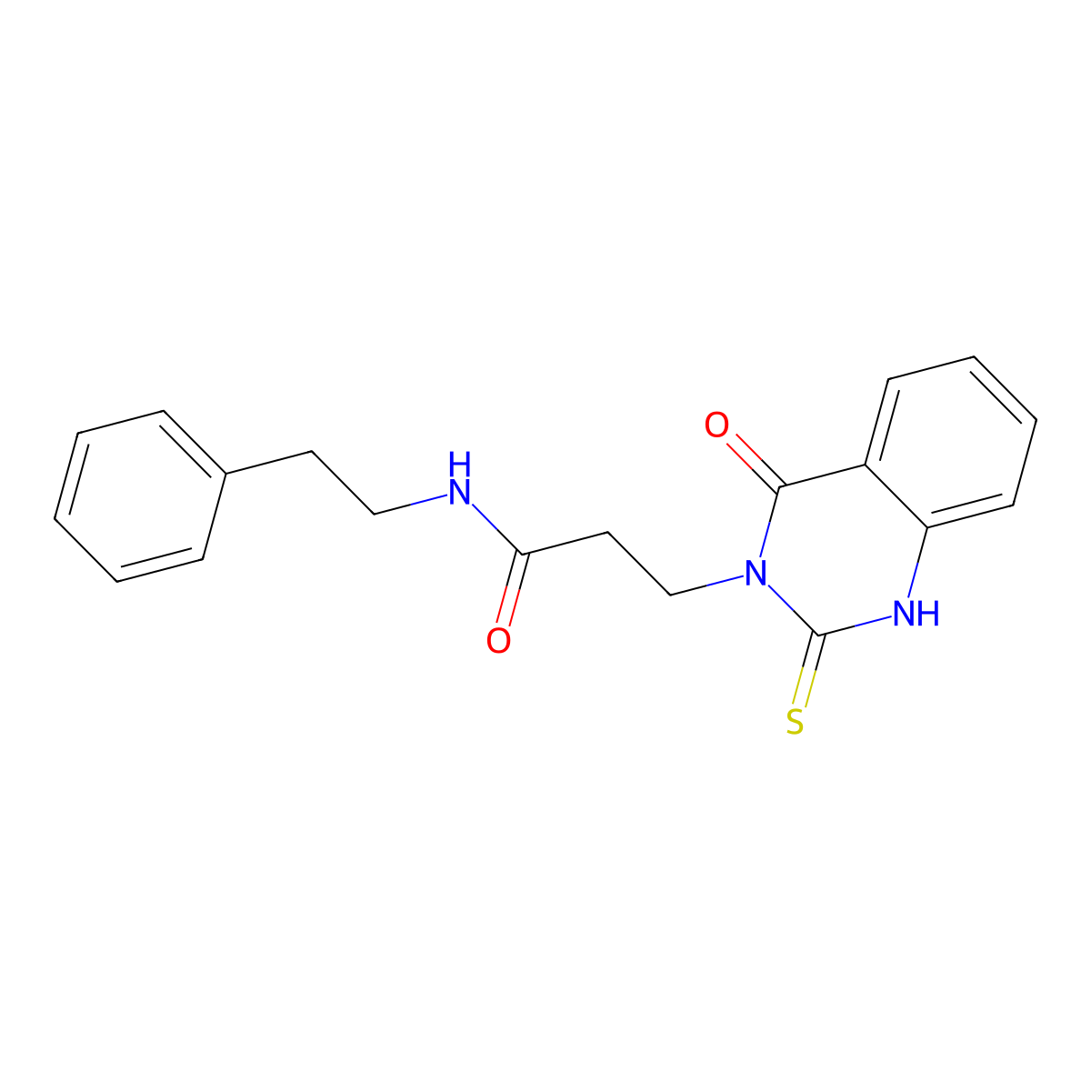 3-(4-oxo-2-thioxo-1,2-dihydroquinazolin-3(4H)-yl)-N-phenethylpropanamide molecular structure, CAS 450371-66-1