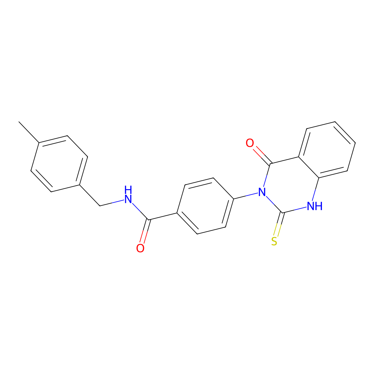 N-[(4-methylphenyl)methyl]-4-(4-oxo-2-sulfanylidene-1H-quinazolin-3-yl)benzamide molecular structure, CAS 450371-72-9