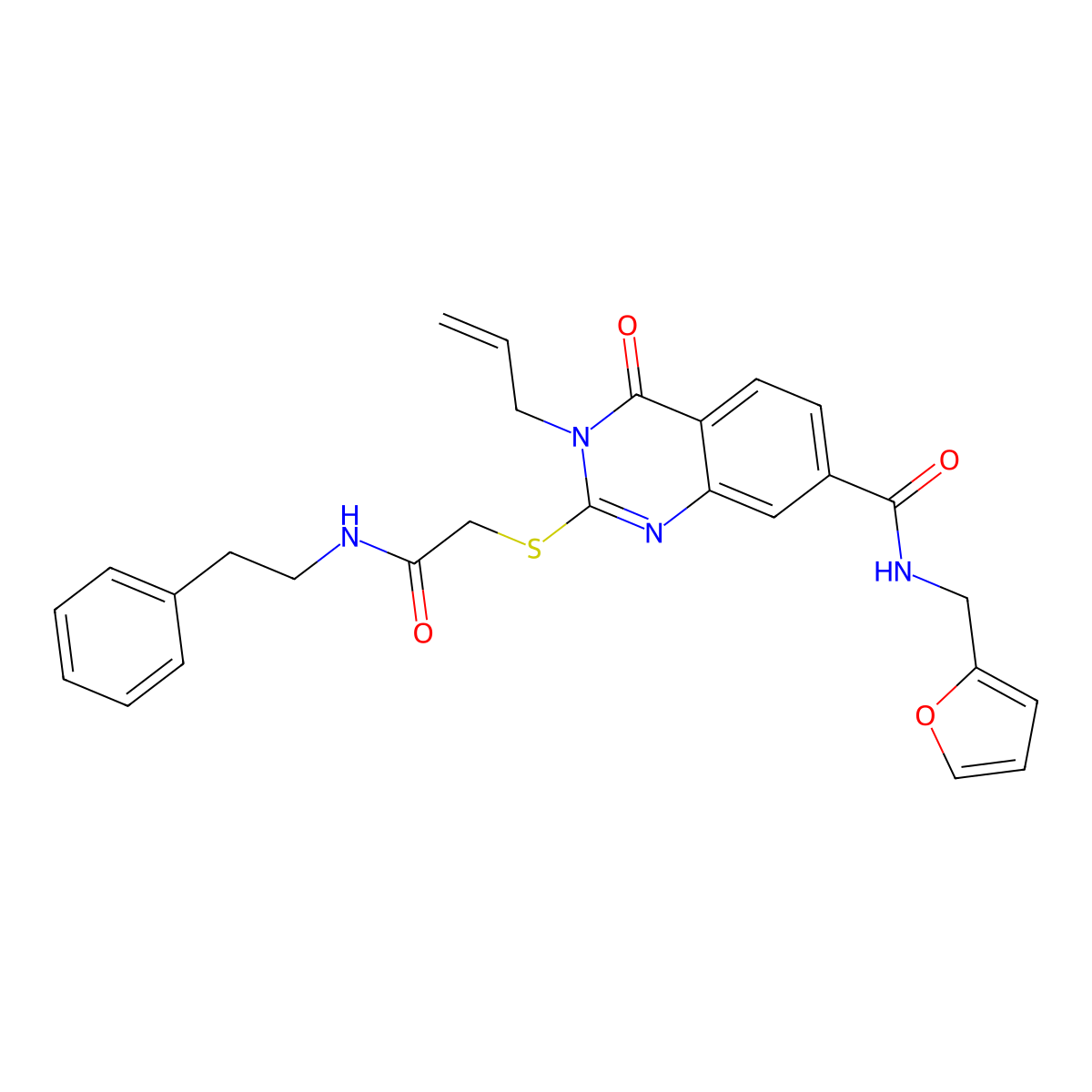 3-allyl-N-(furan-2-ylmethyl)-4-oxo-2-((2-oxo-2-(phenethylamino)ethyl)thio)-3,4-dihydroquinazoline-7-carboxamide molecular structure, CAS 450371-86-5