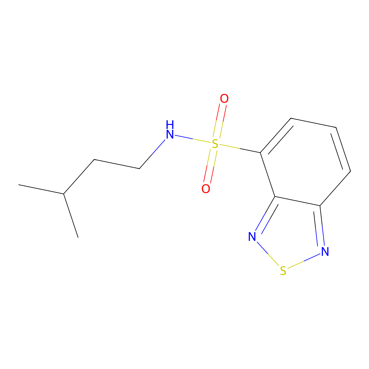 N-(3-methylbutyl)-2,1,3-benzothiadiazole-4-sulfonamide molecular structure, CAS 450382-43-1