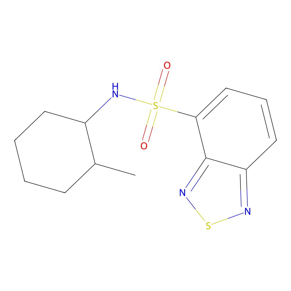 N-(2-methylcyclohexyl)-2,1,3-benzothiadiazole-4-sulfonamide molecular structure, CAS 450382-45-3