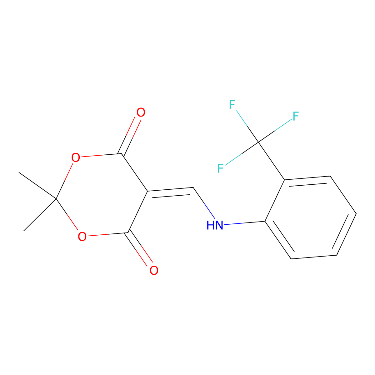 2,2-Dimethyl-5-[[[2-(trifluoromethyl)phenyl]amino]methylene]-1,3-dioxane-4,6-dione molecular structure, CAS 450383-19-4